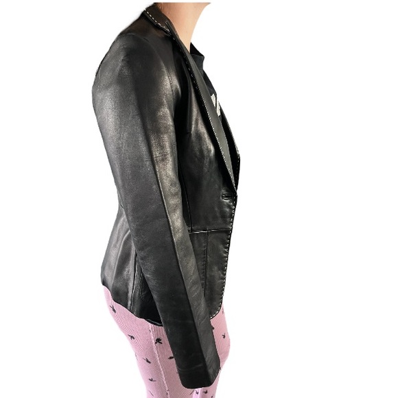 Banana Republic Leather Stitch Detail Moto Blazer/Jacket fit XS - Picture 5 of 17